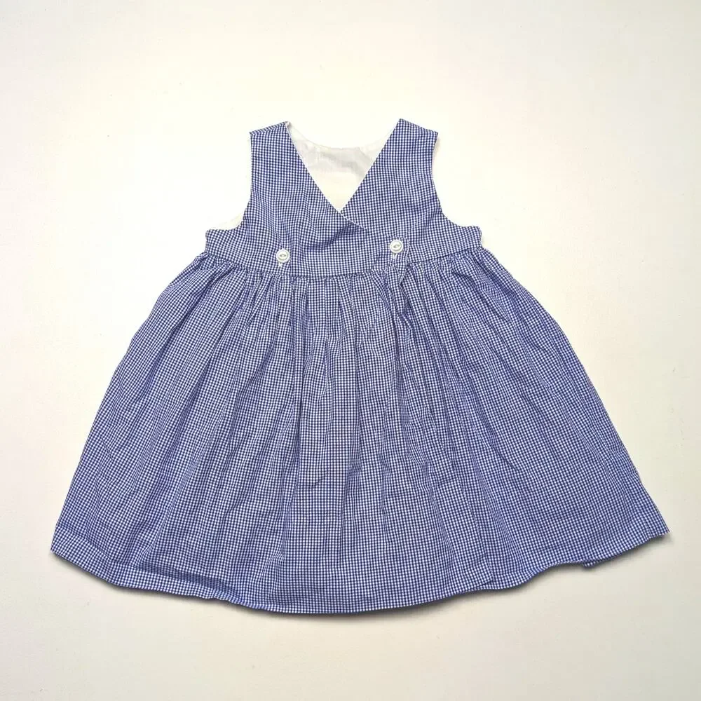 Vintage Peppermint Pony Dress Girls Size 2T Blue Gingham Strawberry Sundress - Picture 3 of 5